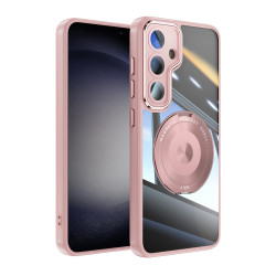 For Samsung Galaxy S24+ 5G 360 Holder MagSafe Acrylic Hybrid TPU Phone Case(Pink)