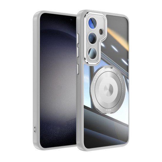 For Samsung Galaxy S24+ 5G 360 Holder MagSafe Acrylic Hybrid TPU Phone Case(Grey)
