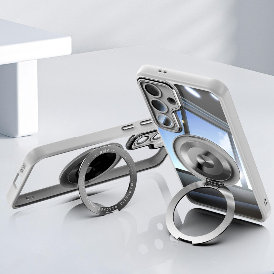For Samsung Galaxy S24+ 5G 360 Holder MagSafe Acrylic Hybrid TPU Phone Case(Grey)