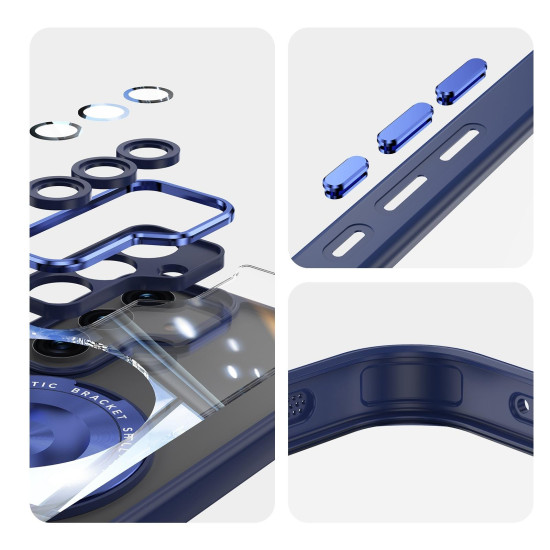 For Samsung Galaxy S24+ 5G 360 Holder MagSafe Acrylic Hybrid TPU Phone Case(Blue)