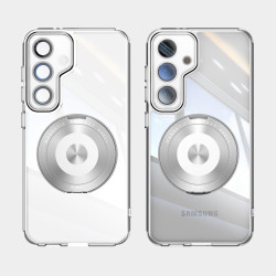 For Samsung Galaxy S24+ 5G 360 Holder MagSafe Acrylic Hybrid TPU Phone Case(Frosted White)