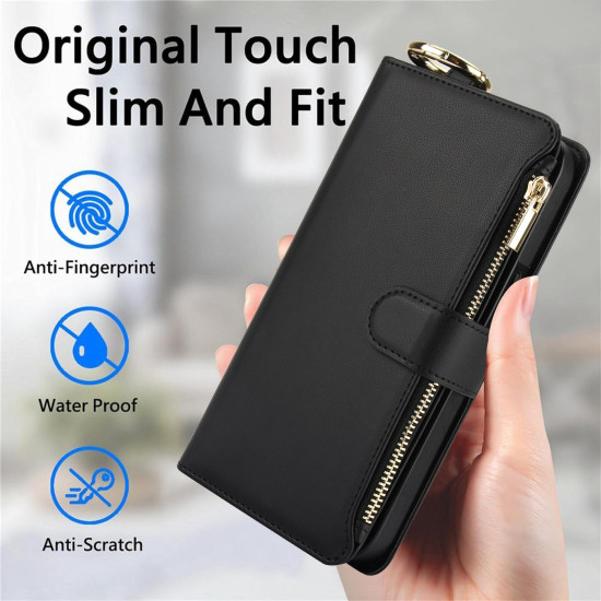 For Samsung Galaxy S24+ 5G Crossbody Ring Multifunctional Wallet Leather Phone Case(Black)