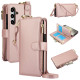 For Samsung Galaxy S24+ 5G Crossbody Ring Multifunctional Wallet Leather Phone Case(Rose Gold)