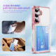 For Samsung Galaxy S24+ 5G Card Holder Acrylic Hybrid TPU Phone Case(Transparent Pink)
