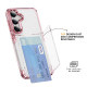 For Samsung Galaxy S24+ 5G Card Holder Acrylic Hybrid TPU Phone Case(Transparent Pink)