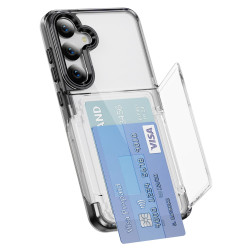 For Samsung Galaxy S24+ 5G Card Holder Acrylic Hybrid TPU Phone Case(Transparent Black)