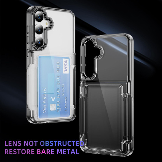 For Samsung Galaxy S24+ 5G Card Holder Acrylic Hybrid TPU Phone Case(Transparent Black)