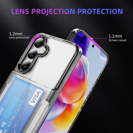 For Samsung Galaxy S24+ 5G Card Holder Acrylic Hybrid TPU Phone Case(Transparent Black)