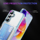 For Samsung Galaxy S24+ 5G Card Holder Acrylic Hybrid TPU Phone Case(Transparent Blue)