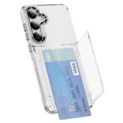 For Samsung Galaxy S24+ 5G Card Holder Acrylic Hybrid TPU Phone Case(Transparent)