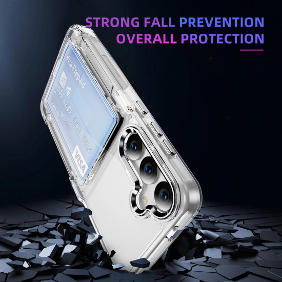 For Samsung Galaxy S24+ 5G Card Holder Acrylic Hybrid TPU Phone Case(Transparent)