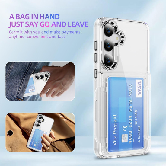 For Samsung Galaxy S24+ 5G Card Holder Acrylic Hybrid TPU Phone Case(Transparent)