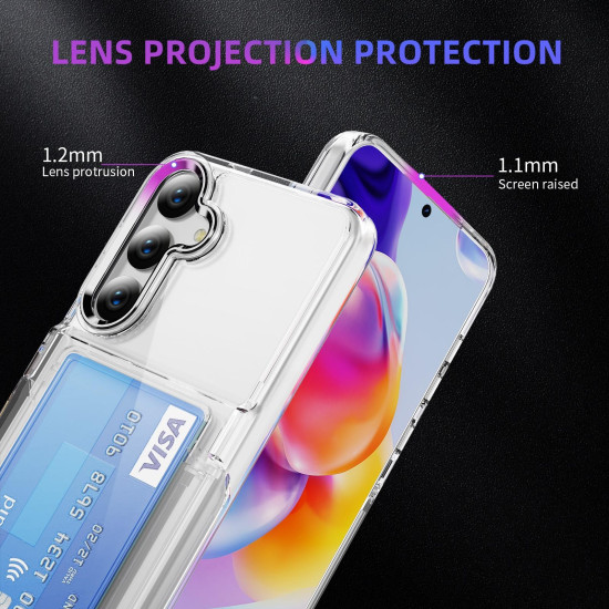 For Samsung Galaxy S24+ 5G Card Holder Acrylic Hybrid TPU Phone Case(Transparent)