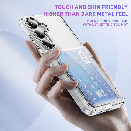 For Samsung Galaxy S24+ 5G Card Holder Acrylic Hybrid TPU Phone Case(Transparent)