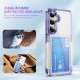 For Samsung Galaxy S24+ 5G Card Holder Acrylic Hybrid TPU Phone Case(Transparent Purple)