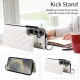 For Samsung Galaxy S24+ 5G Rhombic Texture Card Bag Phone Case with Short Lanyard(White)