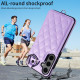 For Samsung Galaxy S24+ 5G Rhombic Texture Card Bag Phone Case with Short Lanyard(Purple)