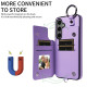 For Samsung Galaxy S24+ 5G Rhombic Texture Card Bag Phone Case with Short Lanyard(Purple)