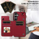 For Samsung Galaxy S24+ 5G Rhombic Texture Card Bag Phone Case with Short Lanyard(Wine Red)