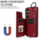 For Samsung Galaxy S24+ 5G Rhombic Texture Card Bag Phone Case with Short Lanyard(Wine Red)