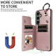 For Samsung Galaxy S24+ 5G Rhombic Texture Card Bag Phone Case with Short Lanyard(Rose Gold)