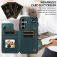 For Samsung Galaxy S24+ 5G Rhombic Texture Card Bag Phone Case with Short Lanyard(Green)