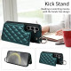 For Samsung Galaxy S24+ 5G Rhombic Texture Card Bag Phone Case with Short Lanyard(Green)