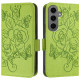 For Samsung Galaxy S24+ 5G Embossed Rose RFID Anti-theft Leather Phone Case(Green)