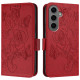 For Samsung Galaxy S24+ 5G Embossed Rose RFID Anti-theft Leather Phone Case(Red)