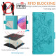 For Samsung Galaxy S24+ 5G Embossed Rose RFID Anti-theft Leather Phone Case(Light Blue)