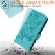 For Samsung Galaxy S24+ 5G Embossed Rose RFID Anti-theft Leather Phone Case(Light Blue)