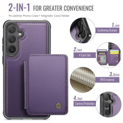 For Samsung Galaxy S24+ 5G JEEHOOD J05 Business Magnetic Style RFID Leather Phone Case(Purple)