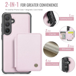 For Samsung Galaxy S24+ 5G JEEHOOD J05 Business Magnetic Style RFID Leather Phone Case(Pink)