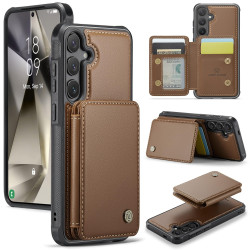 For Samsung Galaxy S24+ 5G JEEHOOD J05 Business Magnetic Style RFID Leather Phone Case(Brown)