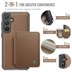 For Samsung Galaxy S24+ 5G JEEHOOD J05 Business Magnetic Style RFID Leather Phone Case(Brown)