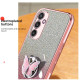 For Samsung Galaxy S24+ 5G Plated Gradient Glitter Butterfly Holder TPU Phone Case(Purple)