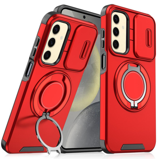 For Samsung Galaxy S24+ 5G Sliding Camshield Ring Holder Phone Case(Red)