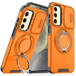 For Samsung Galaxy S24+ 5G Sliding Camshield Ring Holder Phone Case(Orange)