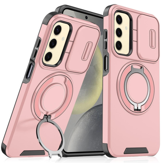 For Samsung Galaxy S24+ 5G Sliding Camshield Ring Holder Phone Case(Pink)