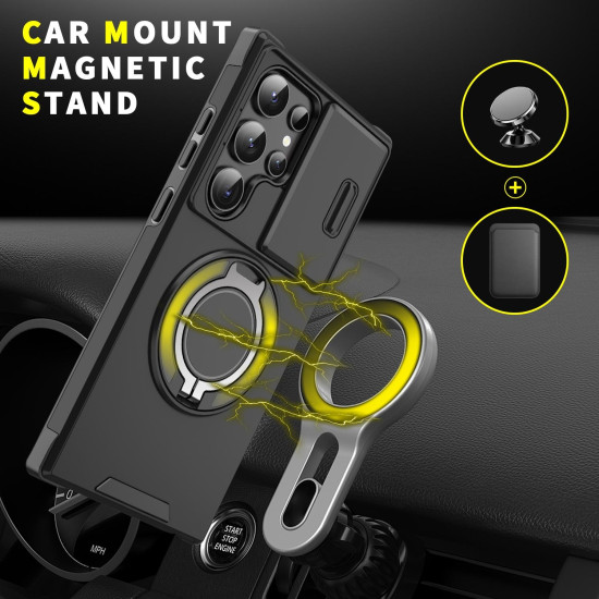 For Samsung Galaxy S24+ 5G Sliding Camshield Ring Holder Phone Case(Pink)