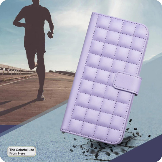 For Samsung Galaxy S24+ 5G Square Texture Leather Phone Case(Purple)