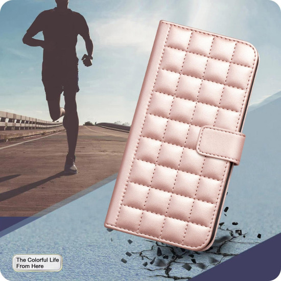 For Samsung Galaxy S24+ 5G Square Texture Leather Phone Case(Rose Gold)