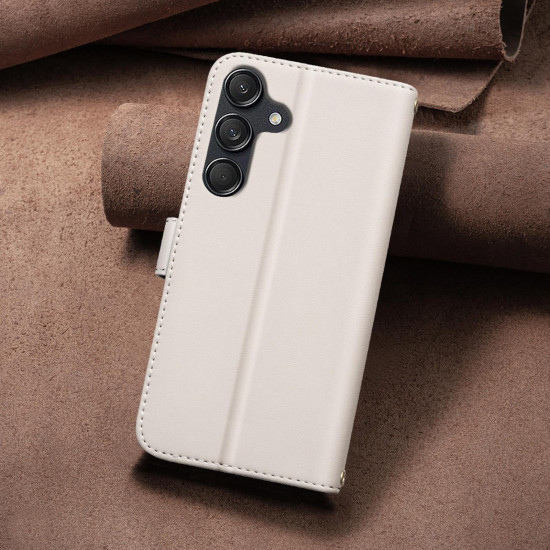 For Samsung Galaxy S24+ 5G Square Texture Leather Phone Case(Beige)