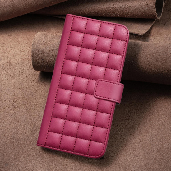 For Samsung Galaxy S24+ 5G Square Texture Leather Phone Case(Red)