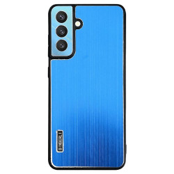 For Samsung Galaxy S24+ 5G PC Hybrid Aluminum Alloy Brushed Shockproof Phone Case(Blue)