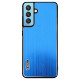 For Samsung Galaxy S24+ 5G PC Hybrid Aluminum Alloy Brushed Shockproof Phone Case(Blue)
