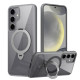 For Samsung Galaxy S24+ 5G Transparent MagSafe Magnetic Rotating Ring Holder Phone Case(Grey)