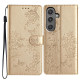 For Samsung Galaxy S24+ 5G Butterflies and Flowers Leather Phone Case(Gold)