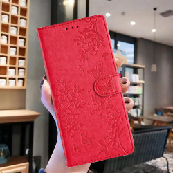For Samsung Galaxy S24+ 5G Butterflies and Flowers Leather Phone Case(Red)