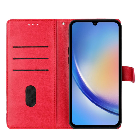 For Samsung Galaxy S24+ 5G Butterflies and Flowers Leather Phone Case(Red)